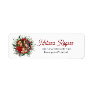 Christmas Greenery Wreath Custom Photo Label