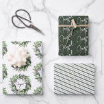 Christmas Greenery Wreath Joyful Script Holiday Wrapping Paper Sheets<br><div class="desc">This set of coordinating Christmas gift wrapping paper features a patterns in dark green and accents of red and white. The first pattern is a beautiful winter greenery wreath accented with handwritten text "Joyful". The second pattern is the "Joyful" word in white on dark green and the third pattern is...</div>