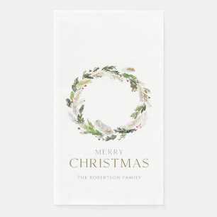 Christmas Greenery Wreath Paper Guest Towels