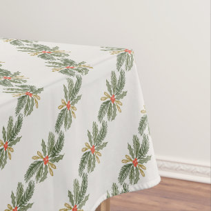 Christmas Greens, Holly and Pine design Tablecloth