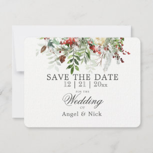 Christmas Greens SAVE THE DATE Wedding Flat Card