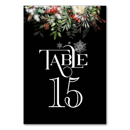 Christmas Greens Wedding Reception Table Numbers