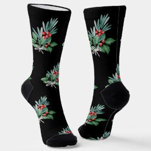 Christmas Greens with Red Berries Socks