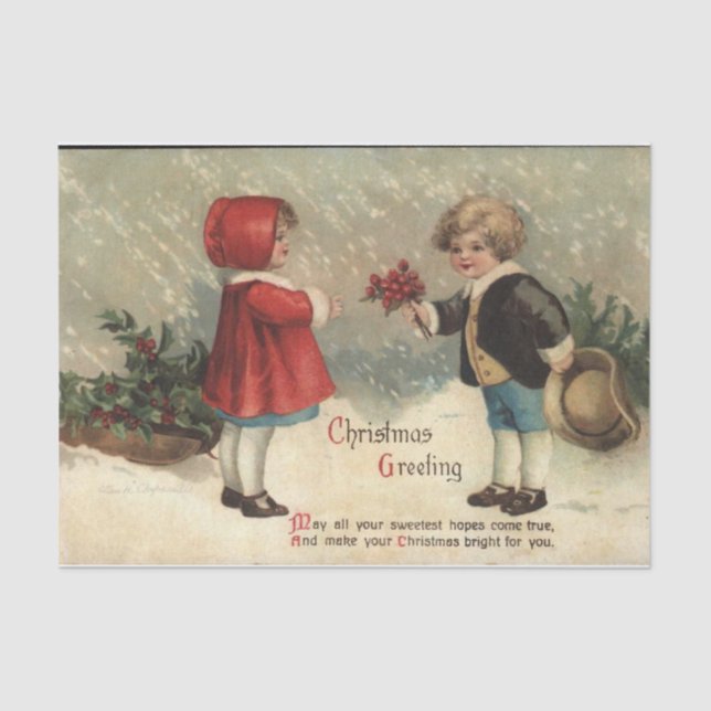 Christmas Greeting by Ellen Clapsaddle Tissue Paper (Front)