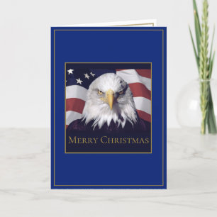 Christmas Greeting Card American Flag & Eagle