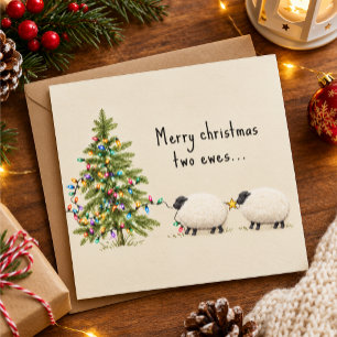 Christmas greeting card featuring a sheep design
