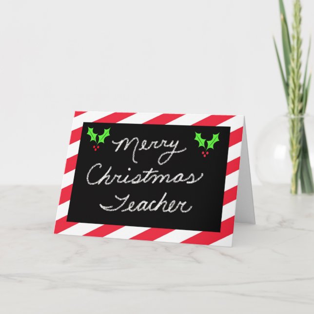 Christmas Greeting Card for Teacher -- Blackboard (Front)