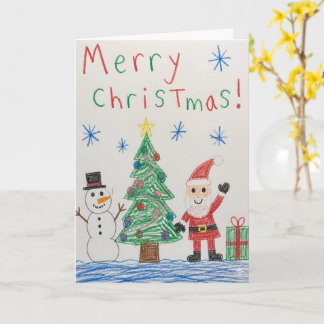 Christmas Greeting Card, Kids Hand-Drawn Holiday C Card