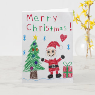 Christmas Greeting Card, Kids Hand-Drawn Holiday C Card