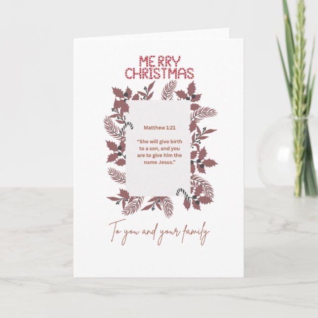 Christmas Greeting Card-matthew1:21 Card (Front)