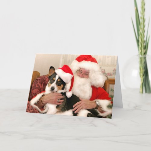 Christmas Greeting Card Santa and his Welsh Corgi