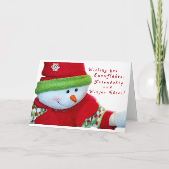Christmas Greeting Card/Snowman & Winter Wishes Holiday Card (Front)