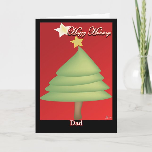 Christmas greeting Card Tree Happy Holidays Dad  (Front)