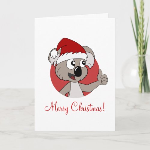 Christmas greeting card with cartoon koala