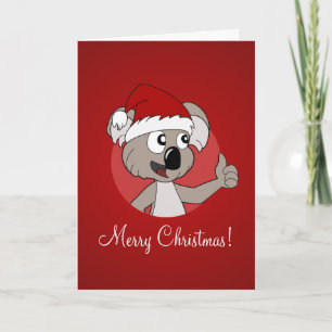 Christmas greeting card with cartoon koala