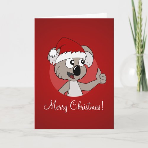 Christmas greeting card with cartoon koala