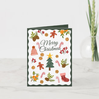 Christmas Greeting Card With Seasonal Items