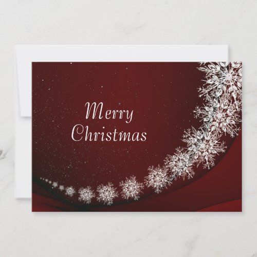 Christmas Greeting Crystal Snowflakes Red Rustic Holiday Card