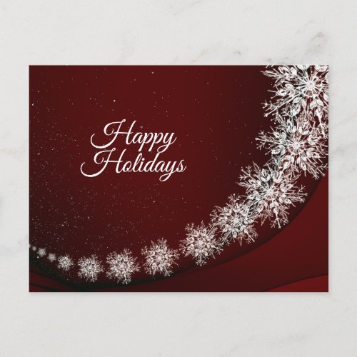 Christmas Greeting Crystal Snowflakes Red Rustic Postcard