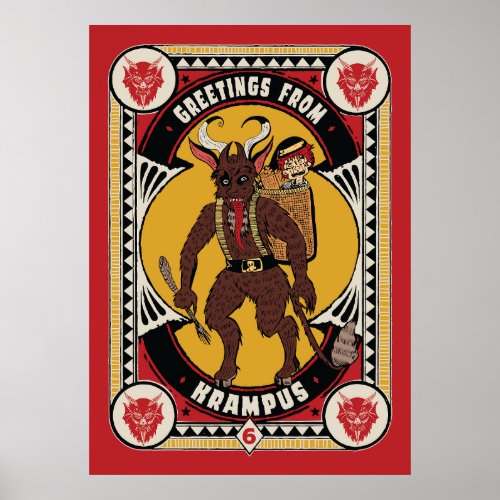 Christmas Greeting from Krampus Sign Carrying Toys