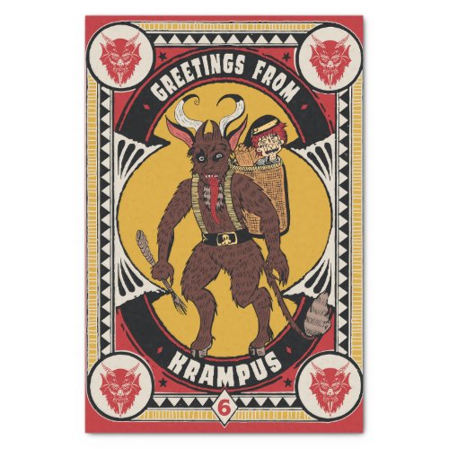 Christmas Greeting from Krampus Sign Carrying Toys Tissue Paper