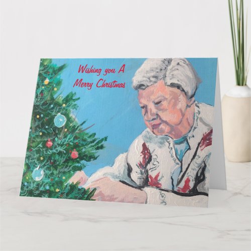 Christmas greeting from NANNYGRAMMY handpainted  Card