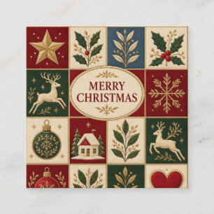 Christmas Greeting ,Handmade Heirloom Quilt Design Enclosure Card