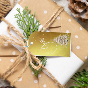 Christmas Greeting Joy Gold Color Tree Gift Tags