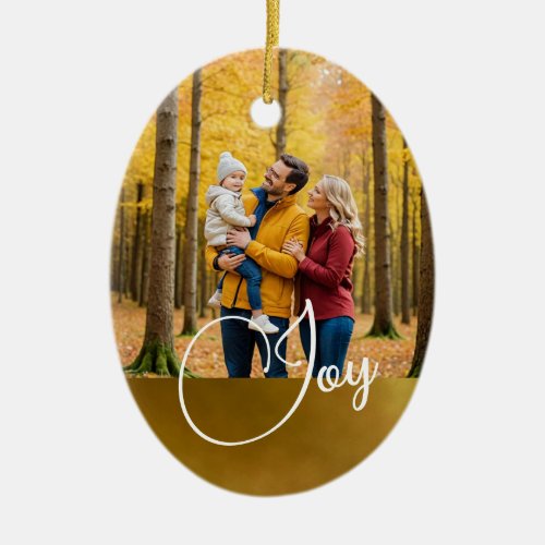 Christmas Greeting Joy Photo Ceramic Ornament