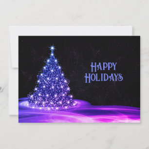 Christmas Greeting Purple Tree Winter Holiday Card