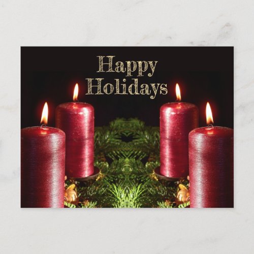 Christmas Greeting Red Candles Winter Holidays Postcard