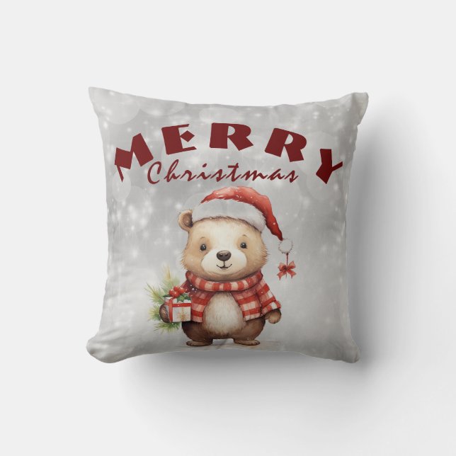 Christmas greeting  throw pillow (Front)
