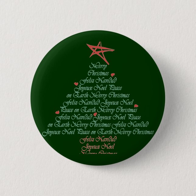 Christmas Greeting Tree Pinback Button (Front)