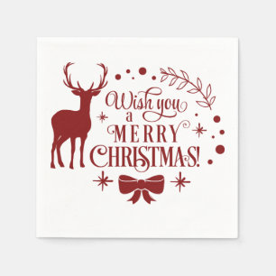 Christmas Greeting Typography with Deer Napkins