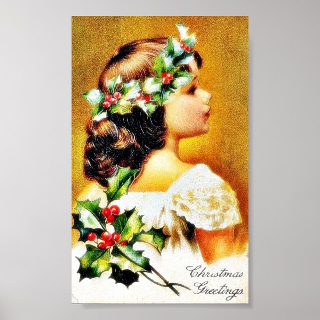 Christmas greeting with a girl poster (Front)