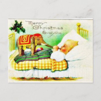 Christmas Greeting With An Elephant Holiday Postcard by RememberChristmas at Zazzle