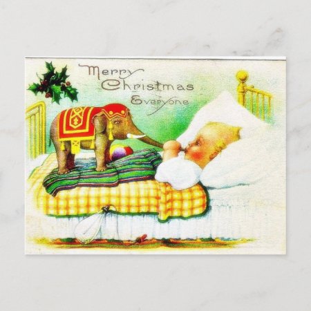 Christmas Greeting With An Elephant Holiday Postcard