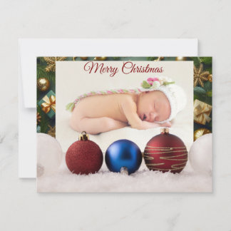 Christmas Greeting With Beautiful Baby Thank You Card