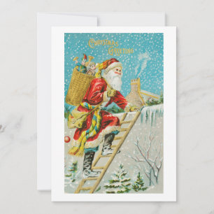 Christmas Greeting With Santa Claus Invitation