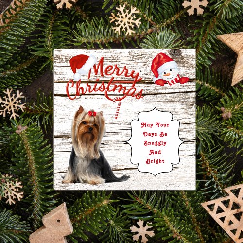 Christmas Greeting Yorkshire Terrier Holiday Card