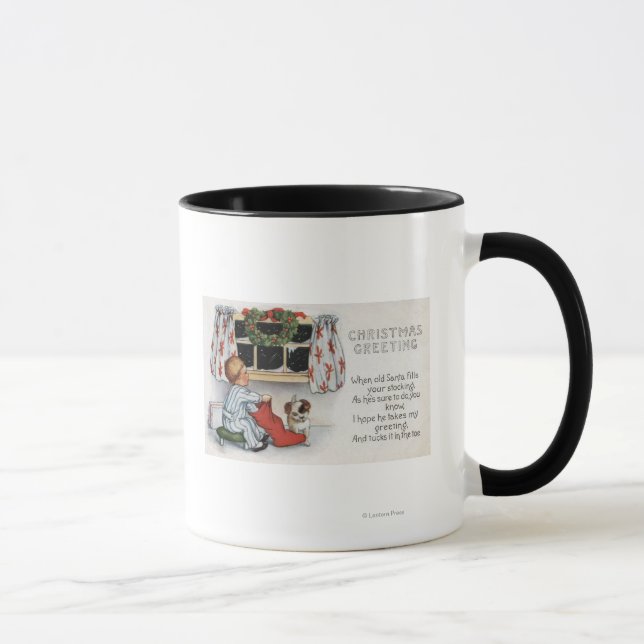 Christmas GreetingBoy Digging in Stocking Mug (Right)