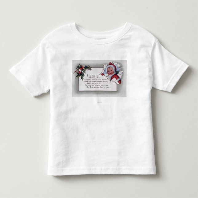 Christmas GreetingLittle Kid Through Paper Toddler T-shirt (Front)