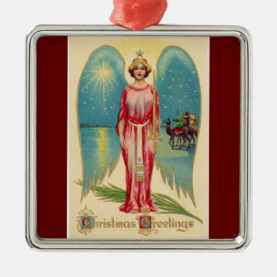 Christmas Greetings Angel Ceramic Ornament