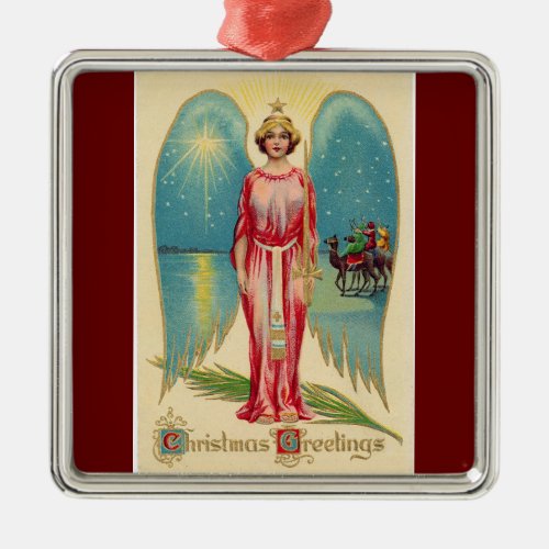 Christmas Greetings Angel Ceramic Ornament