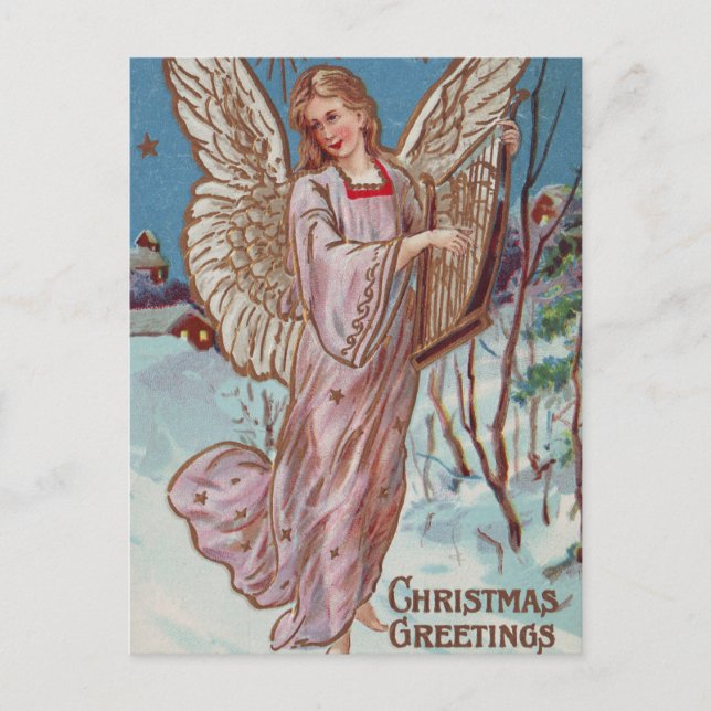 Christmas Greetings Angel Holiday Postcard (Front)