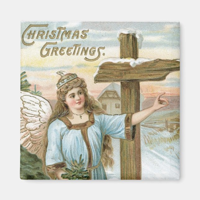 Christmas Greetings Angel Magnet (Front)