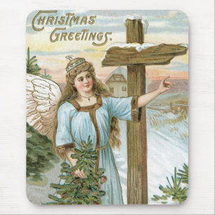 Christmas Greetings Angel Mouse Pad