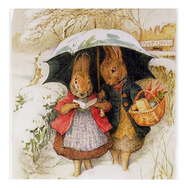 “Christmas Greetings” by Beatrix Potter Acrylic Print (Front)