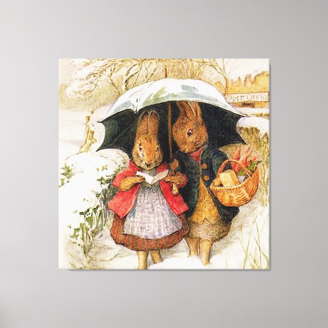 “Christmas Greetings” by Beatrix Potter Canvas Print (Front)