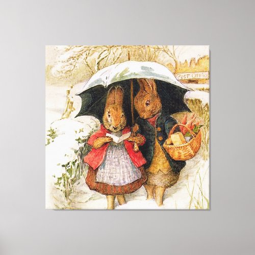 Christmas Greetings by Beatrix Potter Canvas Print